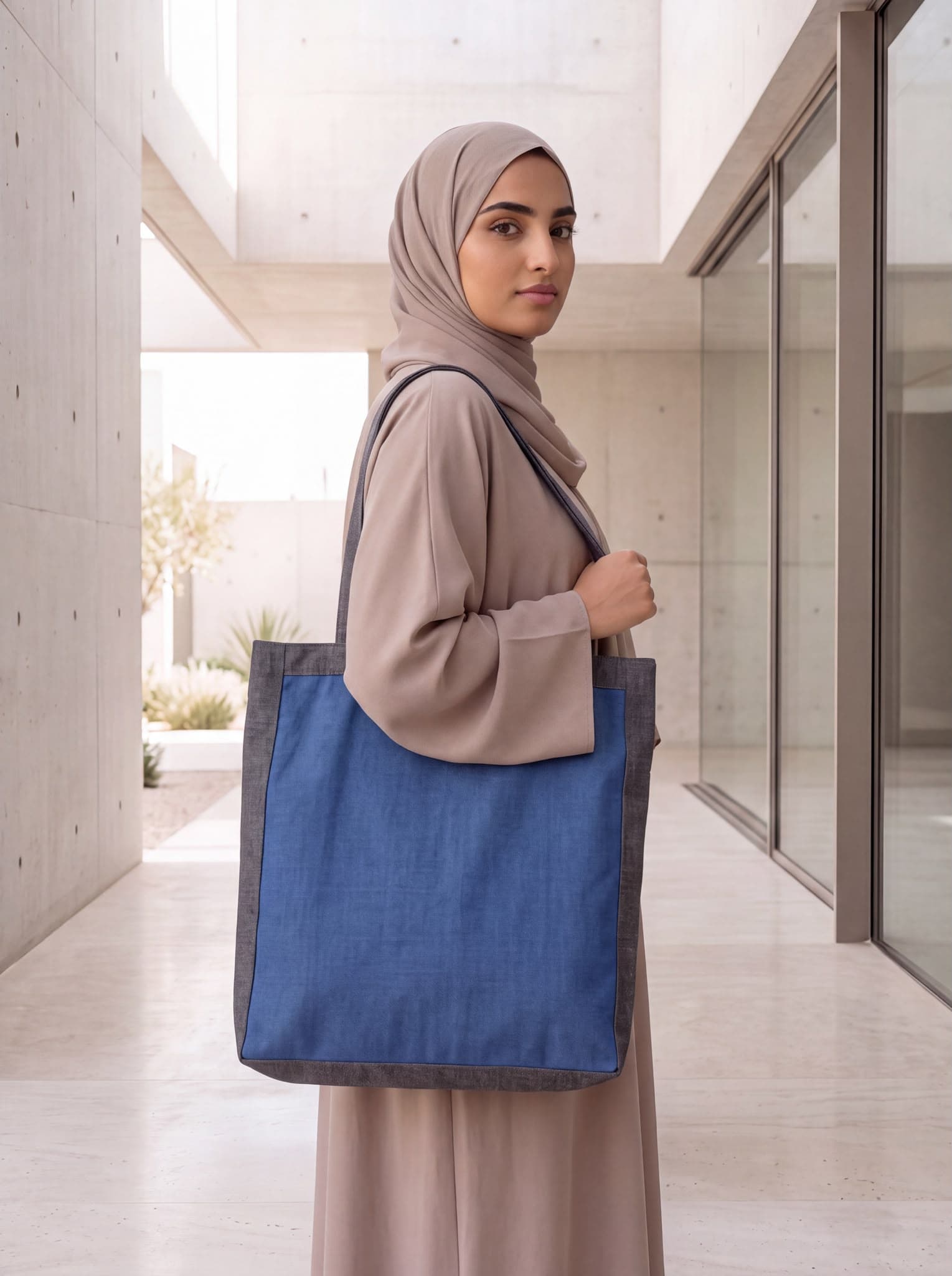 Two-Tone Denim Tote